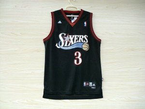 Maillot De Basket Philadelphia 76ers Allen Iverson 3 Engrener Noir
